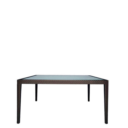 QUINTA GLASS TOP WOVEN DINING TABLE SQUARE 155