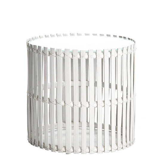 LOLAH STRAIGHT SIDE TABLE ROUND - BLEACH