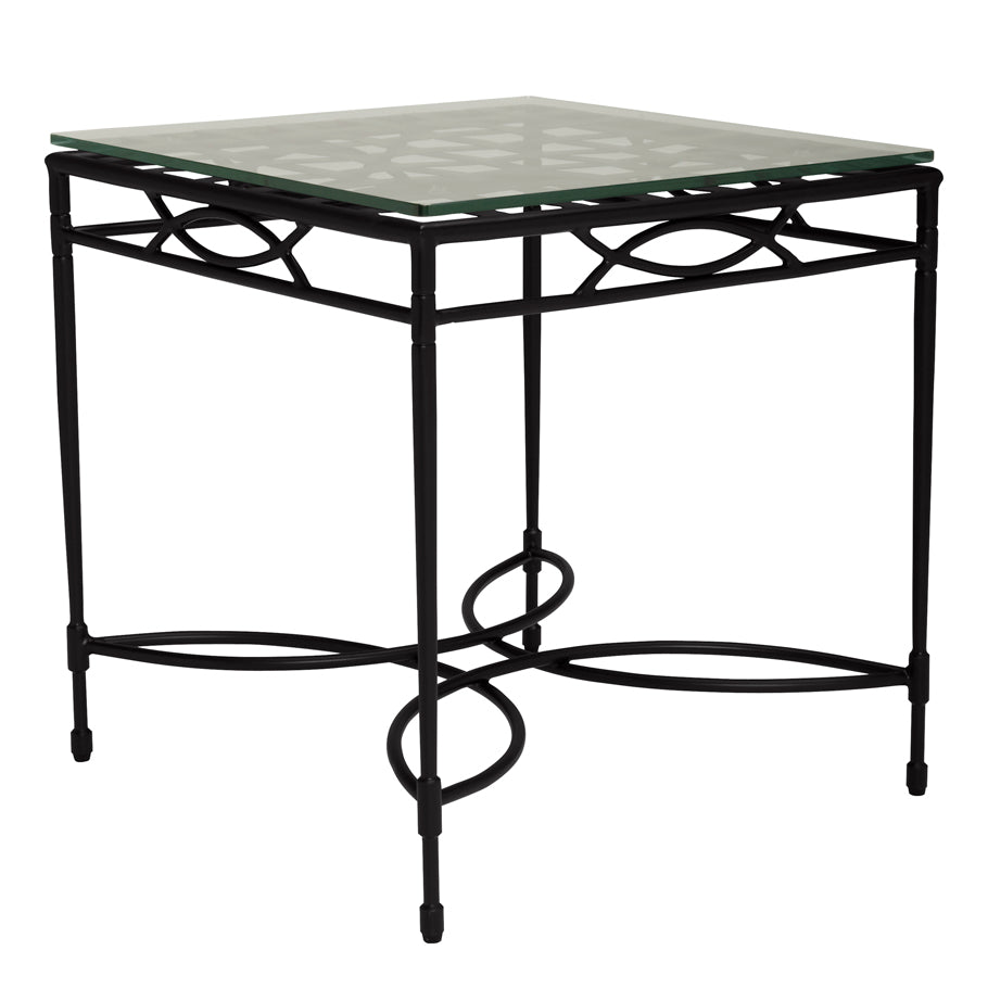 Amalfi Woven Glass Top Side Table Square 56