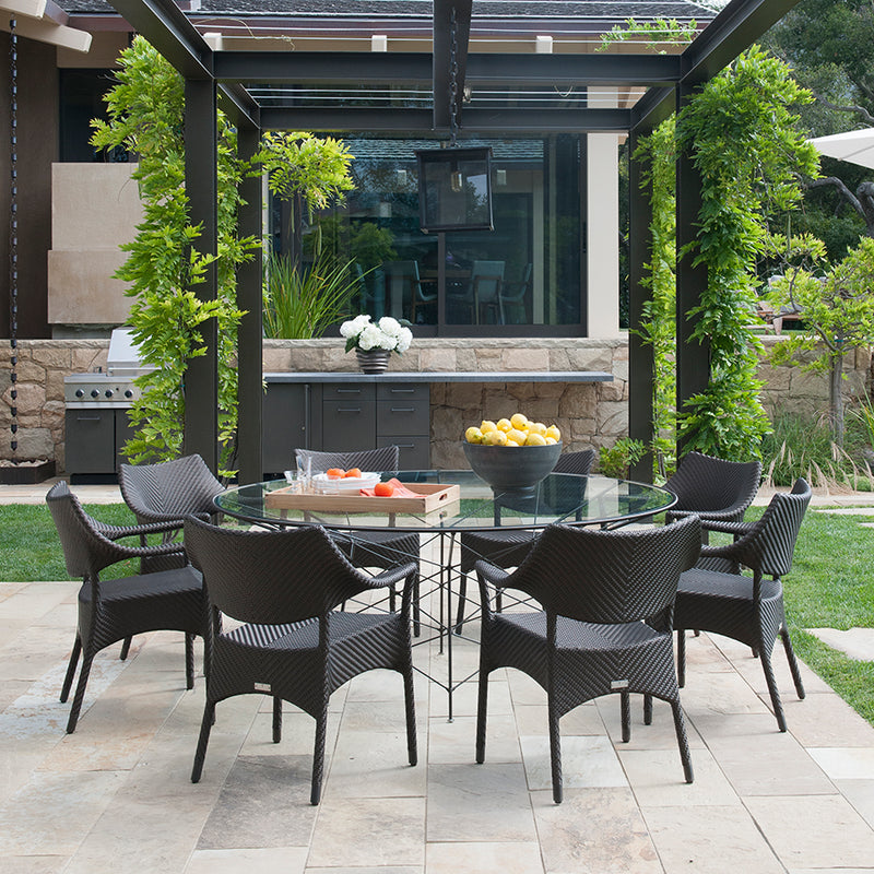 Whisk Glass Top Dining Table Round 130
