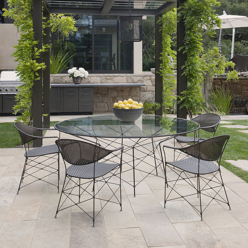 Whisk Glass Top Dining Table Round 130