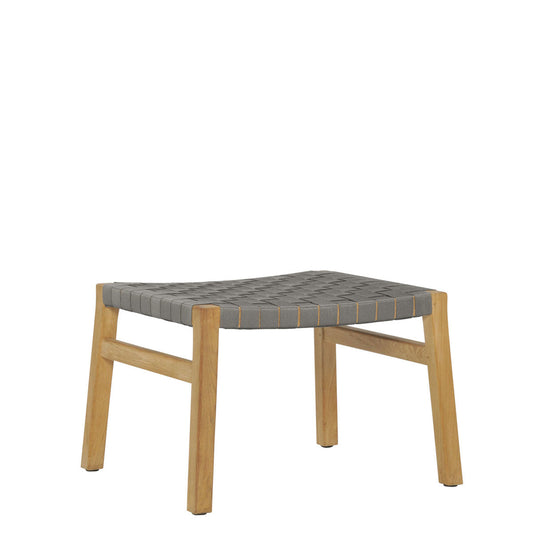 TADLOW TEAK & STRAP OTTOMAN - GREIGE