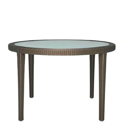 QUINTA GLASS TOP WOVEN DINING TABLE ROUND