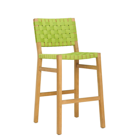 TADLOW TEAK & STRAP BARSTOOL - GREEN