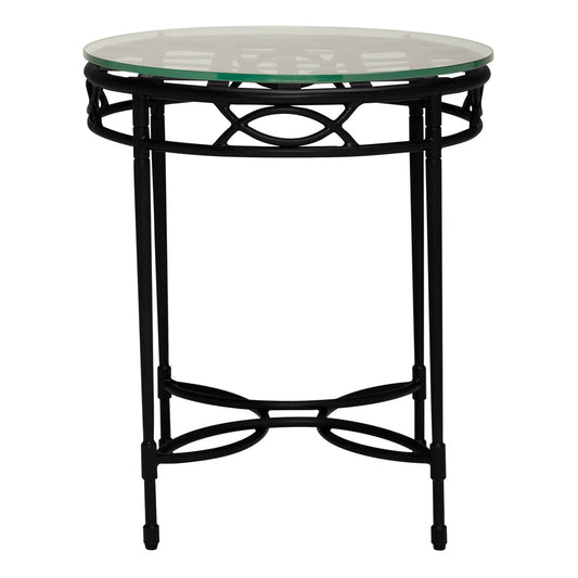 Amalfi Woven Glass Top Side Table Round 51