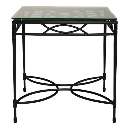 Amalfi Woven Glass Top Side Table Square 56