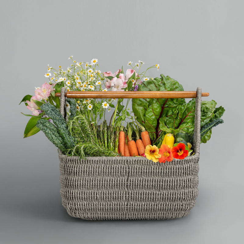 Cebu Wood-Handled Garden Basket