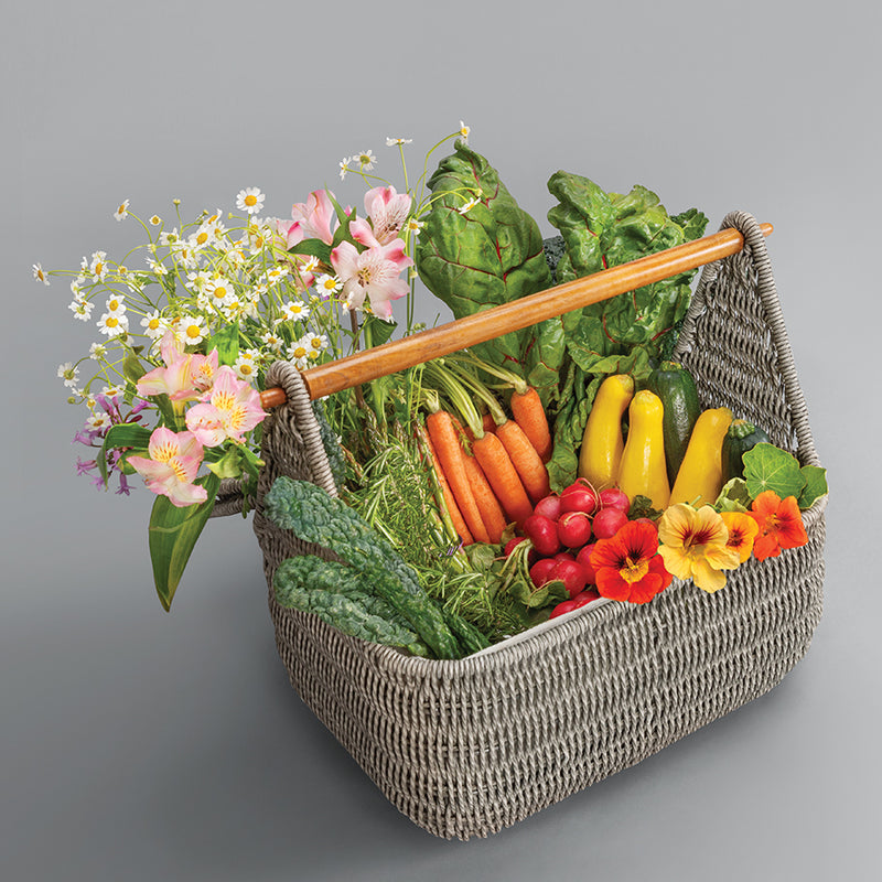 Cebu Wood-Handled Garden Basket