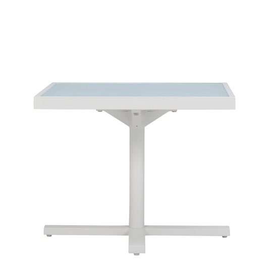 Duo Glass Top Side Table Square - Talc