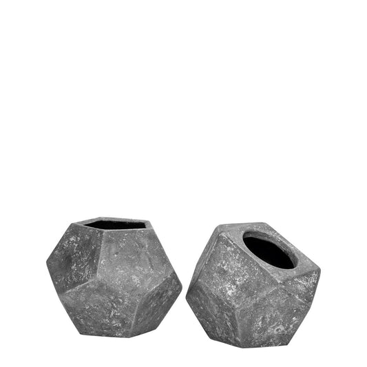 Metro Oblique Vases Set of 2 - Ash